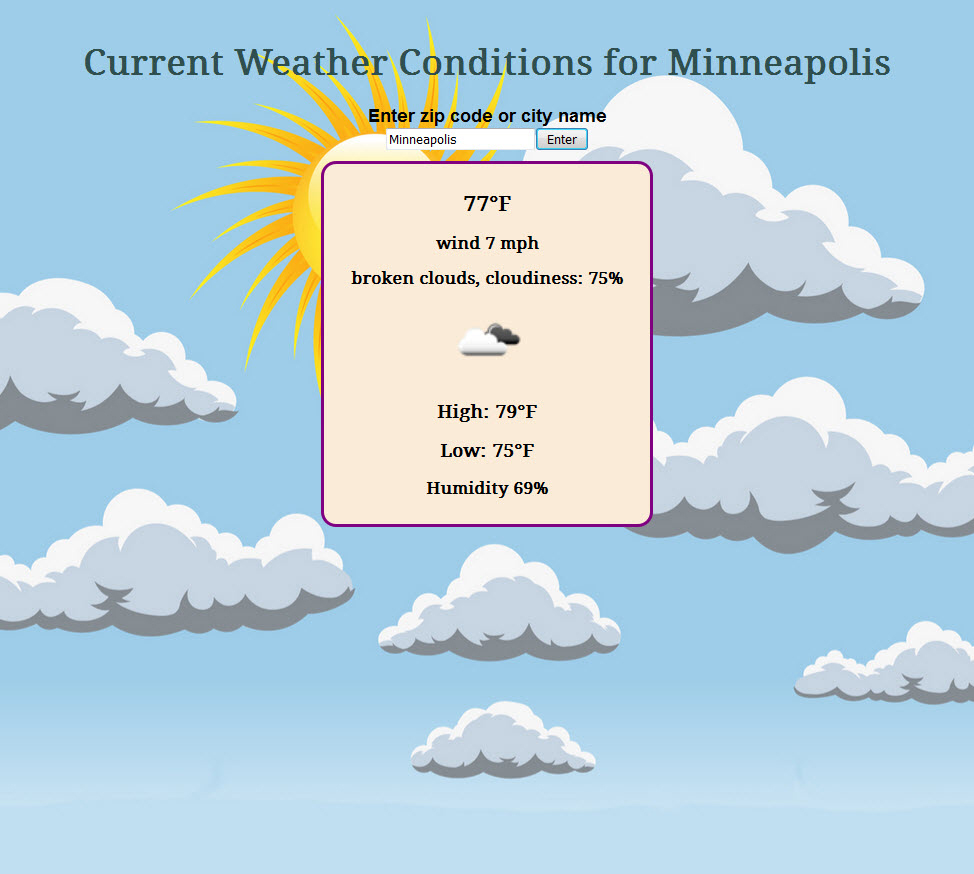 Current Weather Screen Capture