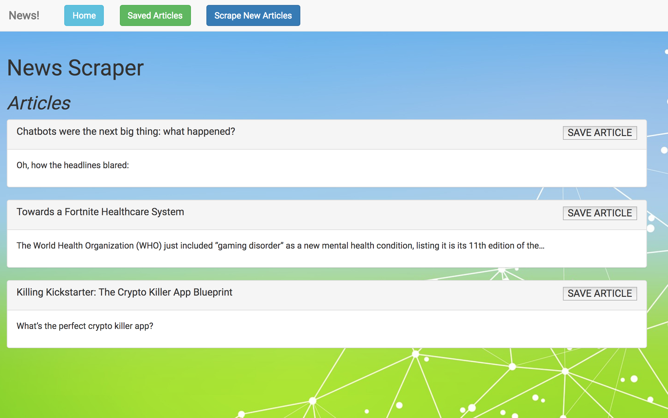 news scraper screen capture
