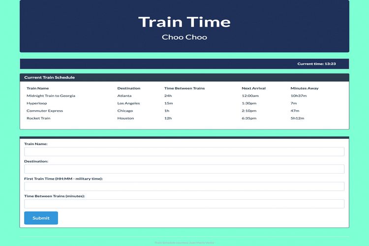 train schedule screen capture