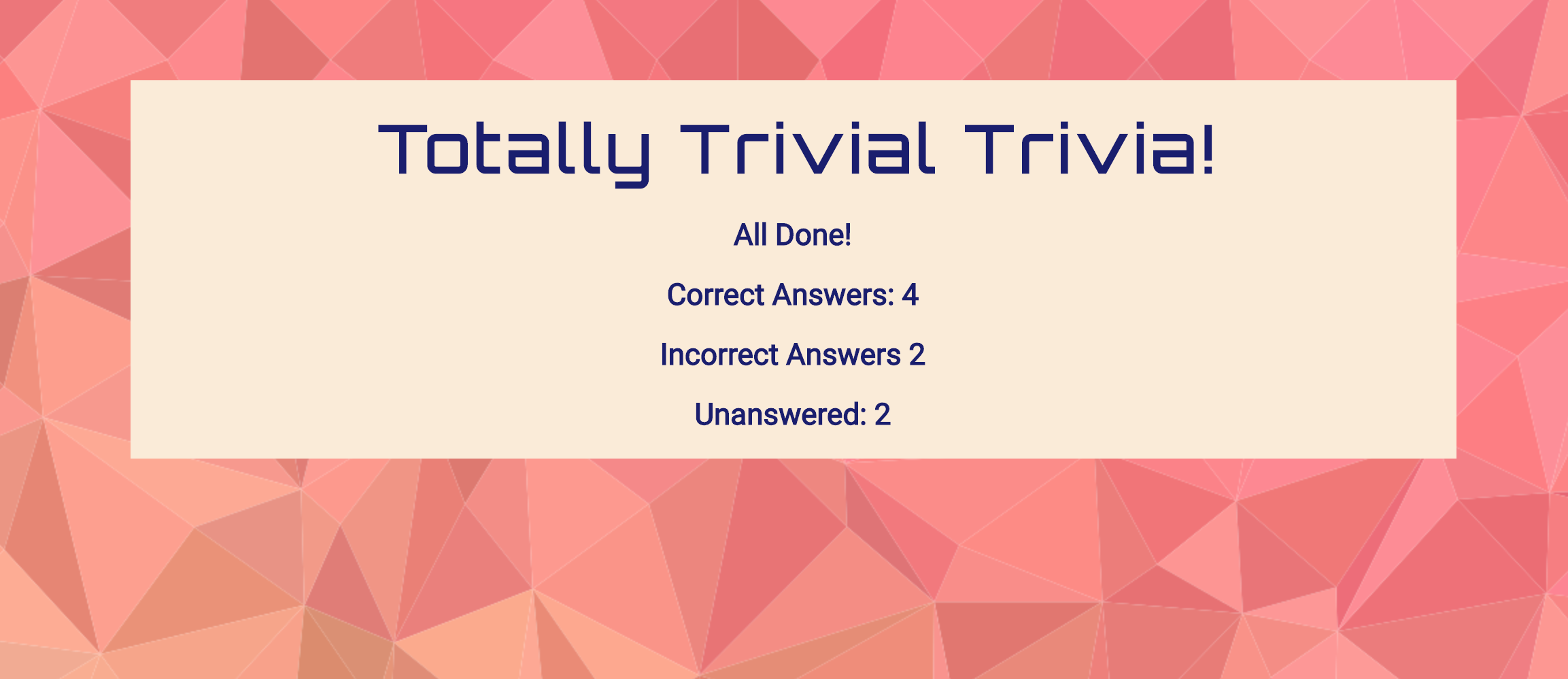 Trivia game screen capture